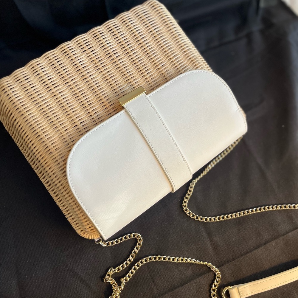 Talbots White and Tan Woven Women's Bag